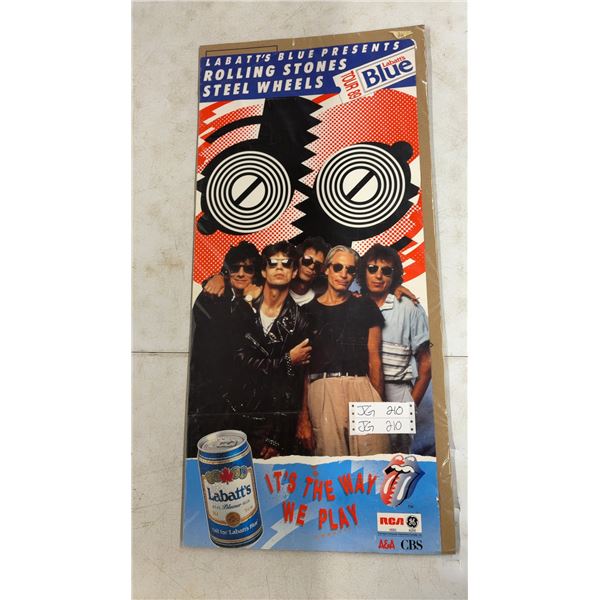 Rolling Stones Steel Wheels Tour 1989 Poster, 16 1/2 x 35 3/4"