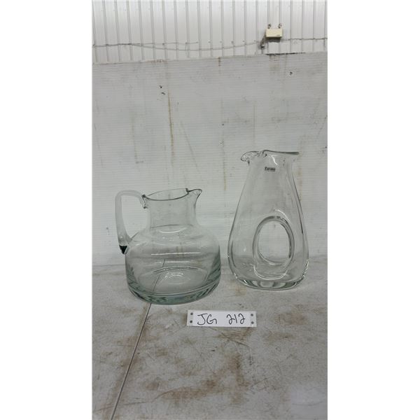 Glass Wine Decanter from Tarnow Poland and a Glass Pitcher