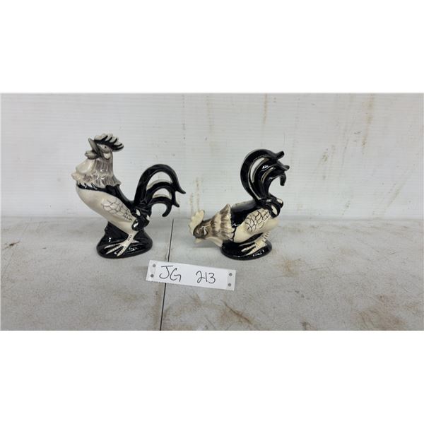 Two Hand-Painted Decorated Shafford Rooster Ornaments, Two Jewelry Showcases, and More