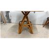 Image 3 : Vintage Rattan Pedestal Dining Table, 26 x 30" with Glass Top and Two Matching Chairs