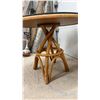 Image 4 : Vintage Rattan Pedestal Dining Table, 26 x 30" with Glass Top and Two Matching Chairs