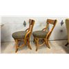 Image 6 : Vintage Rattan Pedestal Dining Table, 26 x 30" with Glass Top and Two Matching Chairs
