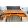 Image 5 : Mid-Century Modern Lift-Top Computer Desk with Three Drawers and Metal Base, 30 x 31 x 46"