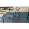 Image 2 : Teal Wrought Iron Outdoor Bistro Set with Glass Top Table and Two Scrolled Chairs