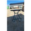 Image 5 : Teal Wrought Iron Outdoor Bistro Set with Glass Top Table and Two Scrolled Chairs