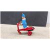 Image 4 : Vintage KO Japan Wind-Up Tin Clown on Scooter (Missing Rubber on 2 Tires) and Dinky Bulldozer