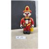 Image 1 : New-Bright Battery-Operated Firefighter Clown Walking Toy with Ladder and Bucket, 1988