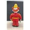 Image 3 : New-Bright Battery-Operated Firefighter Clown Walking Toy with Ladder and Bucket, 1988