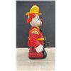 Image 4 : New-Bright Battery-Operated Firefighter Clown Walking Toy with Ladder and Bucket, 1988