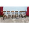 Image 1 : Set of Six Antique Press-Back Spindle Chairs with Carved Crest Rails and Turned Legs