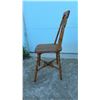 Image 2 : Vintage Wooden Spindle-Back Side Chair with Carved Splat and X-Shaped Stretchers, Lot of 5