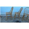 Image 7 : Vintage Wooden Spindle-Back Side Chair with Carved Splat and X-Shaped Stretchers, Lot of 5