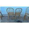 Image 8 : Vintage Wooden Spindle-Back Side Chair with Carved Splat and X-Shaped Stretchers, Lot of 5