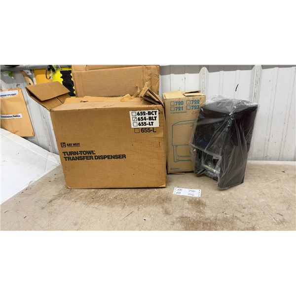 Bay West Turn-Towl Transfer Dispenser Model 654-BLT and Toilet Tissue Dispenser Model 722