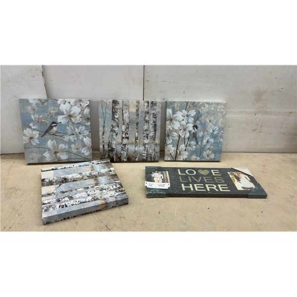Melamco "Love Lives Here" Photo Frame, Canvas Prints of Dogwood and Birch Trees, 12 x 12"