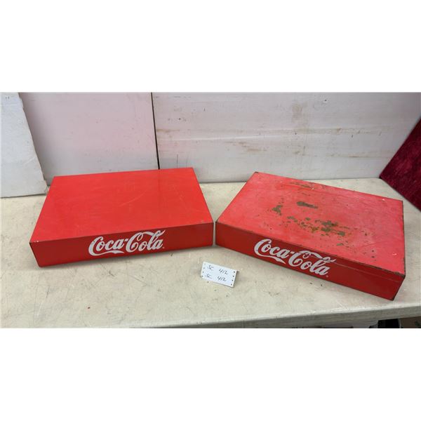 Pair of Vintage Coca-Cola Red Metal Platforms, 22 x 16 x 4" H