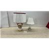 Image 1 : Vintage Ceramic Table Lamp with Lace Shade and Silver-Toned Glass Table Lamp, Tallest 24"