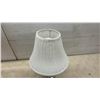 Image 7 : Vintage Ceramic Table Lamp with Lace Shade and Silver-Toned Glass Table Lamp, Tallest 24"