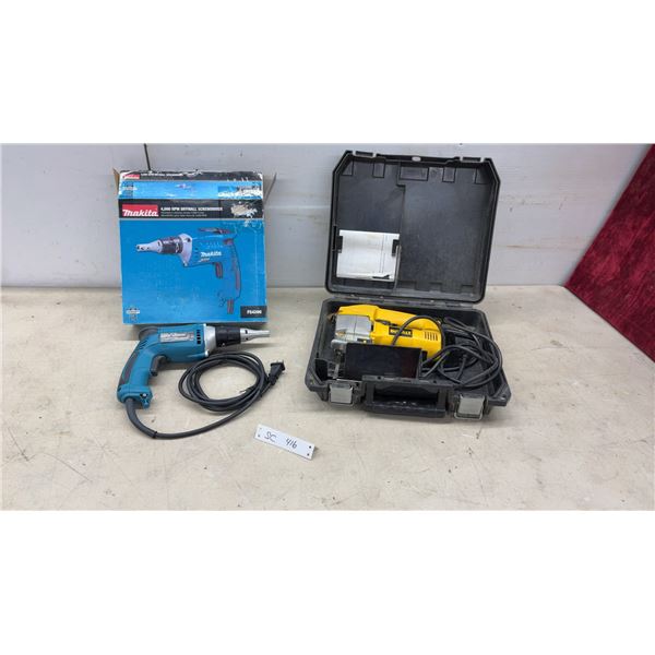 New Makita FS4200 4000 RPM Drywall Screwdriver and DeWalt Corded Jigsaw with Case