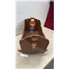 Image 4 : Vintage Brown Painted Wooden Doll Cradle with Hand-Painted Child Figures and Rockers