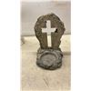 Image 4 : Sacred Heart of Jesus Statue, 26" High, Clear Glass Oil Lamp with Chimney, and Cross Candle Holder