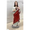 Image 5 : Sacred Heart of Jesus Statue, 26" High, Clear Glass Oil Lamp with Chimney, and Cross Candle Holder