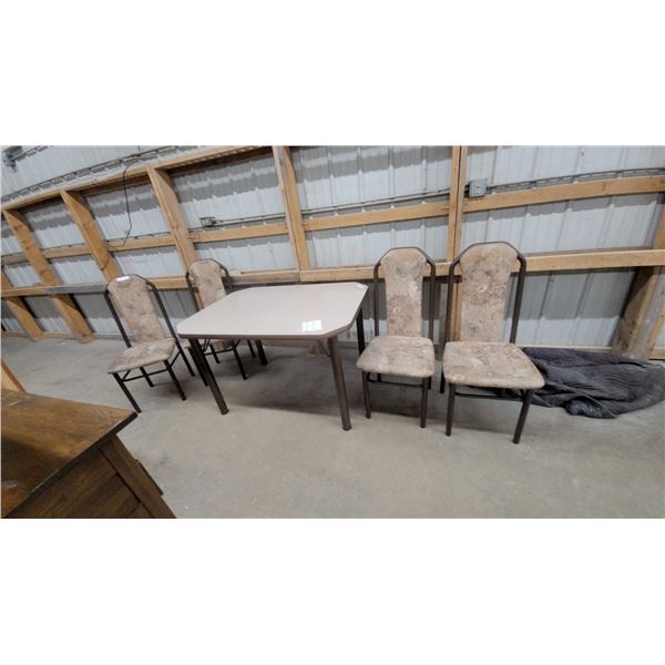 Dining Set with Rectangular Table and 4 Upholstered Chairs with Metal Frames 30 x 36 x 48"