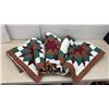 Image 1 : Quilted Star Block Pattern Quilt in Maroon, Teal, and Off-White