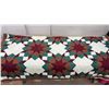 Image 2 : Quilted Star Block Pattern Quilt in Maroon, Teal, and Off-White