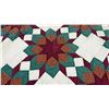 Image 3 : Quilted Star Block Pattern Quilt in Maroon, Teal, and Off-White