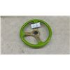 Image 1 : Sparco Three-Spoke Aftermarket Steering Wheel, Lime Green Rim with Gold Polished Spokes