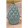 Image 3 : Three Decorative Table Lamps: Blue Ceramic Quilted, Floral Ceramic, and Etched Glass Globe