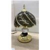 Image 5 : Three Decorative Table Lamps: Blue Ceramic Quilted, Floral Ceramic, and Etched Glass Globe