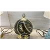 Image 6 : Three Decorative Table Lamps: Blue Ceramic Quilted, Floral Ceramic, and Etched Glass Globe