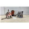 Image 1 : Miniature Church and Thatched Cottage Birdhouses & Ceramic Cowboy Boot