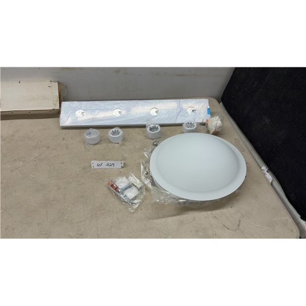 4-Light Vanity Light Fixture #1604PB & Flush Mount Dome Ceiling Light