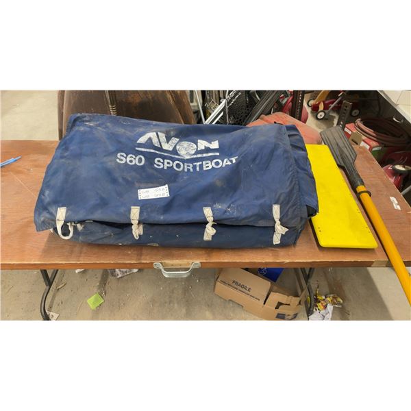 Avon S60 Sportboat Inflatable Boat with Carry Bag, Paddle, and Seat Board
