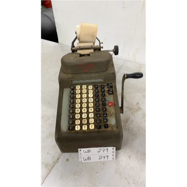 R.C. Allen Business Machines Hand-Crank Adding Machine with Paper Roll Printer