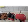 Image 3 : Miniature Vintage-Style Metal Farm Tractor with Wooden Slatted Wagon, Coca-Cola Tins and More