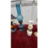 Image 4 : Collection of Vintage Miniature Oil Lamps with Amber and Milk Glass Chimneys and More