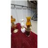 Image 6 : Collection of Vintage Miniature Oil Lamps with Amber and Milk Glass Chimneys and More