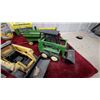 Image 2 : John Deere Ertl Toy Tractor with Front Loader, Skid Steers, Wagon, Lunch Kit and More
