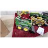 Image 4 : John Deere Ertl Toy Tractor with Front Loader, Skid Steers, Wagon, Lunch Kit and More