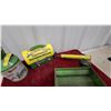 Image 6 : John Deere Ertl Toy Tractor with Front Loader, Skid Steers, Wagon, Lunch Kit and More