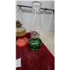Image 2 : Lot of 4 Vintage Kerosene Oil Lamps in Green, Amber, Clear, and Frosted Glass