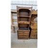 Image 1 : Wooden Hutch with Arched Header, Turned Spindles, Open Shelves, and Five-Drawer Base 76 x 30 x 18"