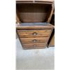Image 2 : Wooden Hutch with Arched Header, Turned Spindles, Open Shelves, and Five-Drawer Base 76 x 30 x 18"