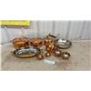 Image 1 : Copper Kitchenware Lot: Copper Sugar Bowl, Creamer, Pitcher, Pots, Kettle, Frying Pan and More