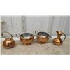 Image 2 : Copper Kitchenware Lot: Copper Sugar Bowl, Creamer, Pitcher, Pots, Kettle, Frying Pan and More