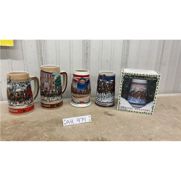 Collection of Vintage Budweiser Holiday Steins, and 1993 "Special Delivery" in Box